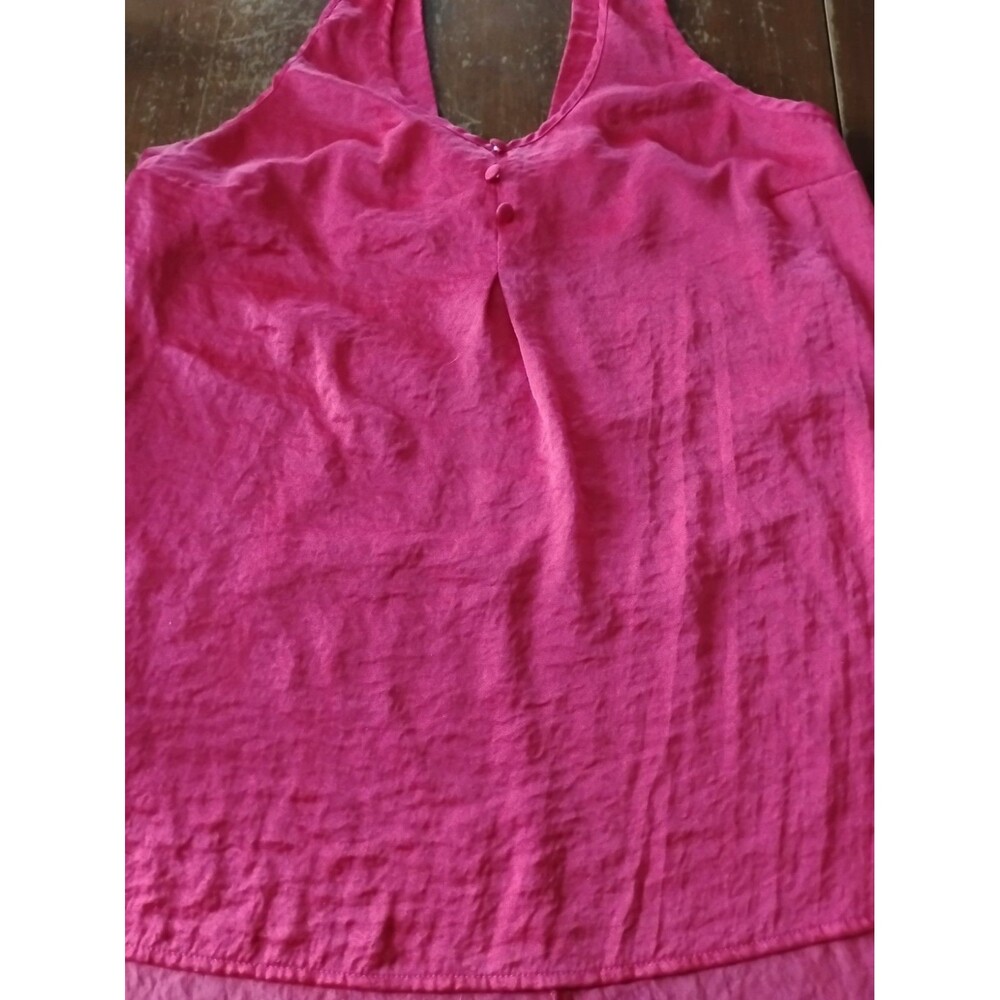 VTG Candie's Women's Sz.L Coral Pink Pleated Sleeveless Big Bow In Back Top